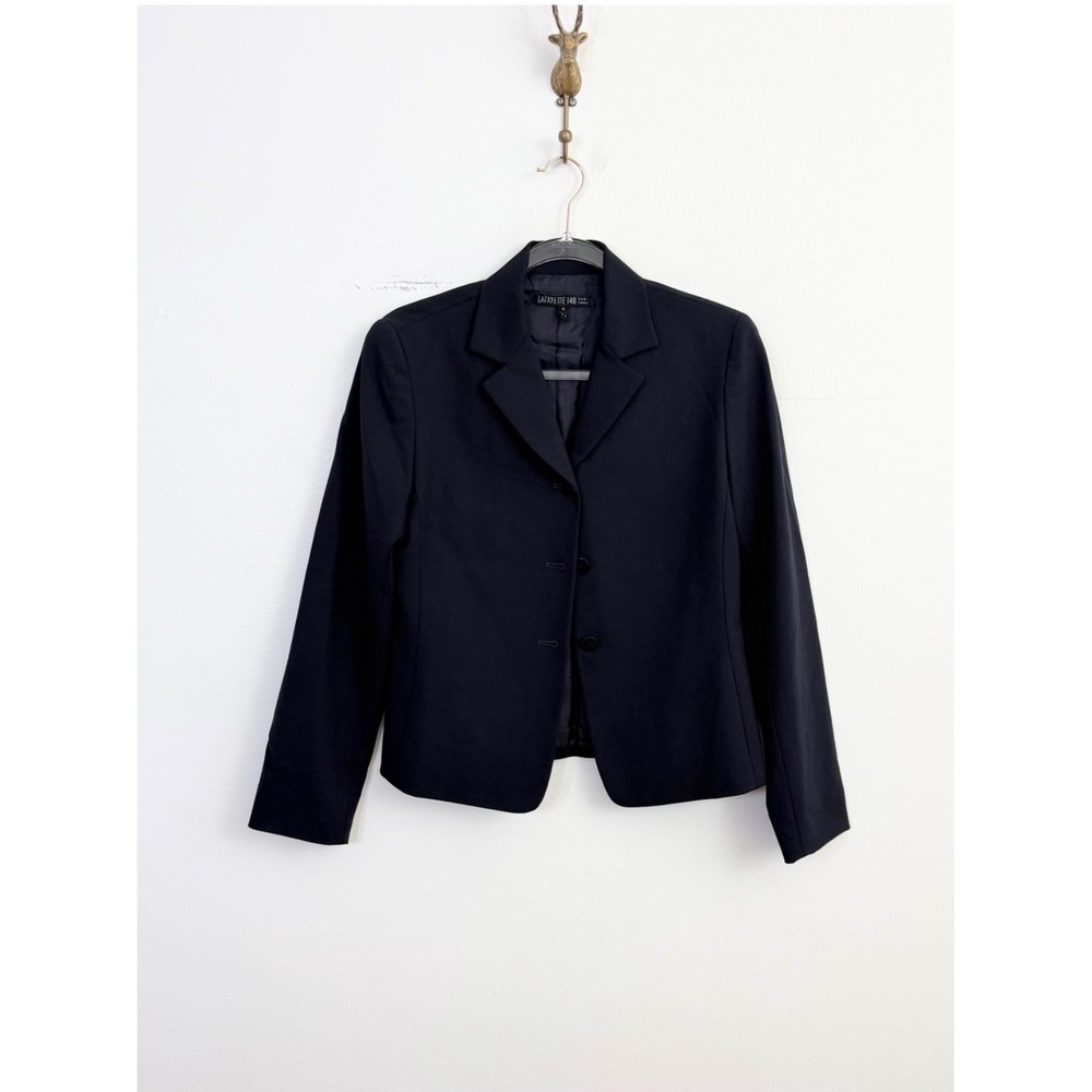 Lafayette 148 New York Navy Tailored Career Blazer Jacket Wool Blend Size 4